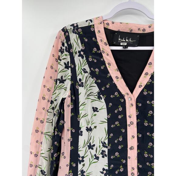 Nicole Miller Tulip Ditzy Floral Long Sleeve Button Down Dress Size 8 - Picture 4 of 8